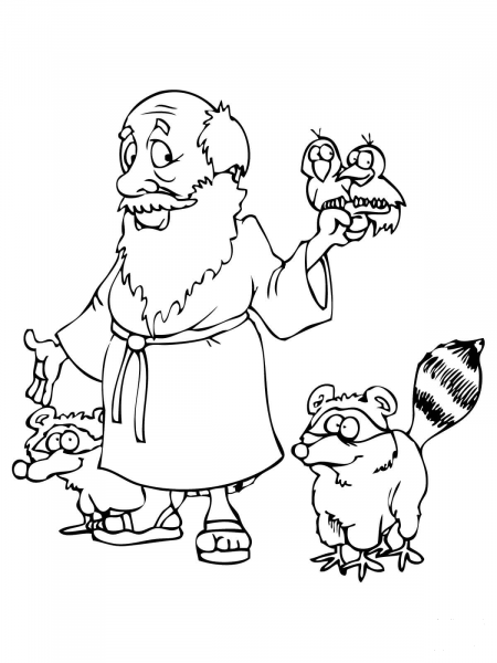 Noah’s with Animals coloring page image