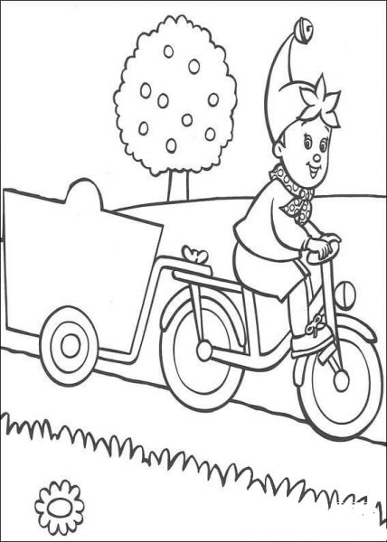 Noddy Brings A Cart  coloring page image