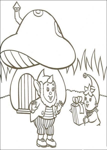 Noddy Brings a present For Big-Ears  coloring page image