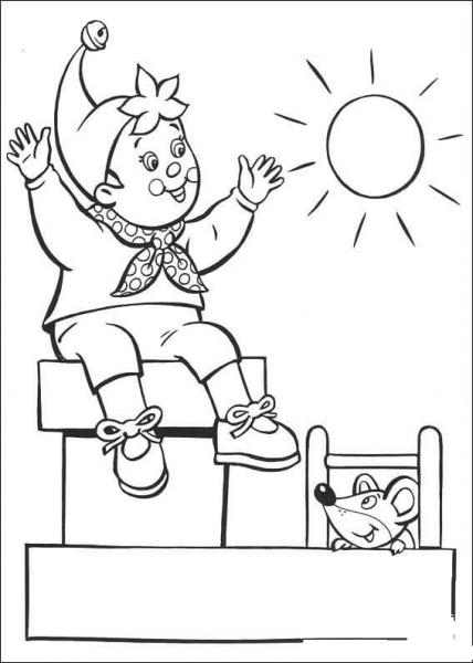 Noddy Enjoys The Sunny Day  coloring page image