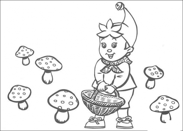 Noddy Is Looking For The Mushroom  coloring page image