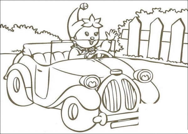Noddy Rides A Car  coloring page image