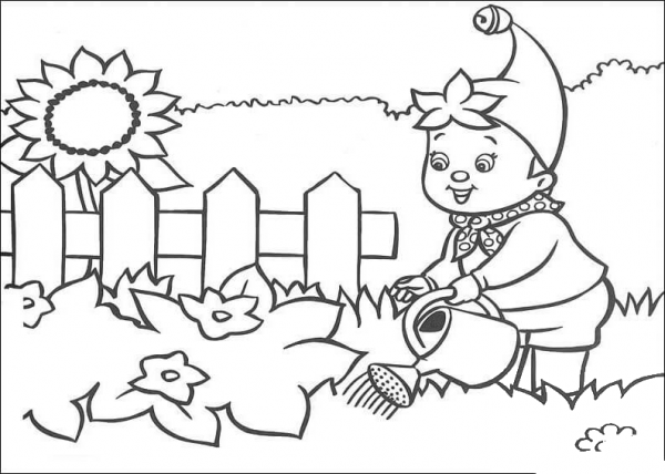 Noddy Waters The Garden  coloring page image
