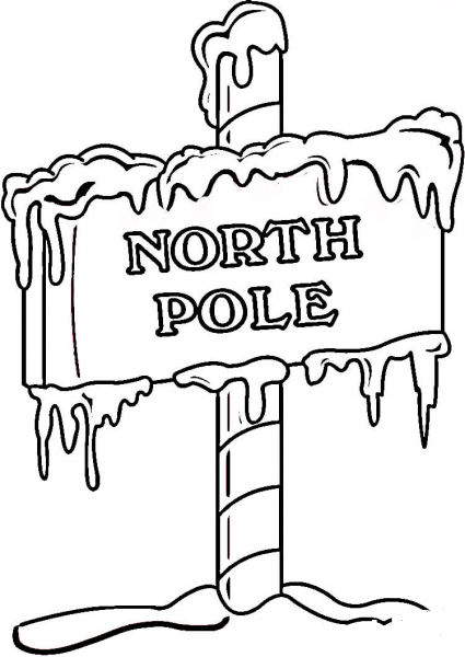 North Pole Sign  coloring page image