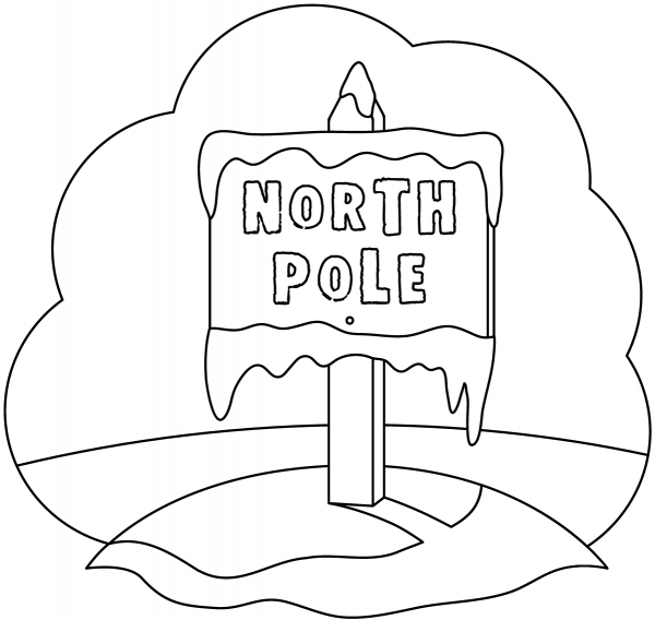 North Pole Sign coloring page image