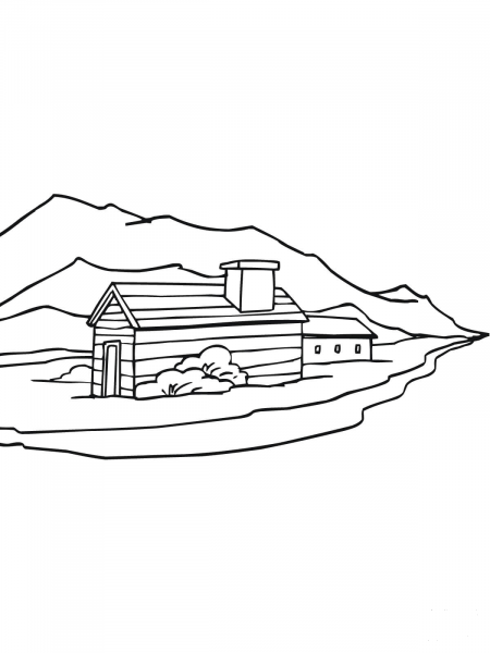 Norway Rural Landscape coloring page image