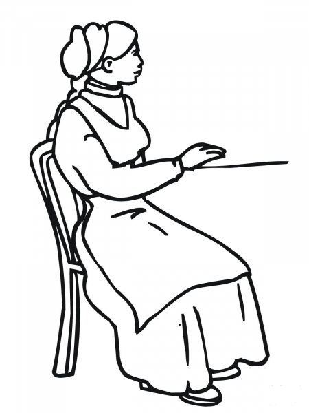Norway Woman in Traditional Costume coloring page image