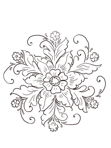 Norwegian Rosemaling coloring page image
