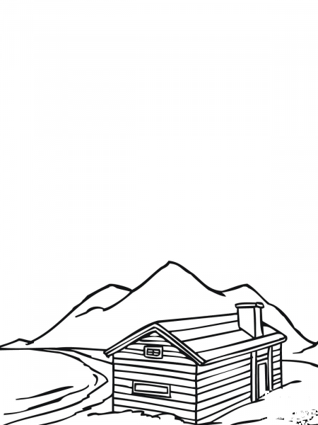 Norwegian Traditional House coloring page image