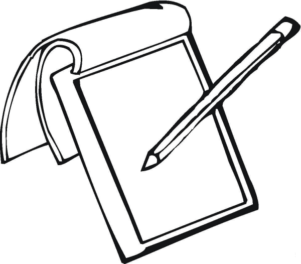 Notepad and Pencil  coloring page image