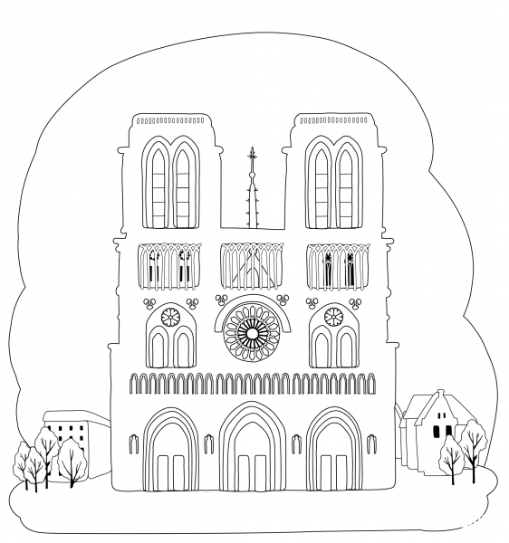 Notre Dame coloring page image