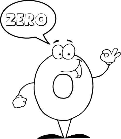 Number 0 Says ZERO coloring page image