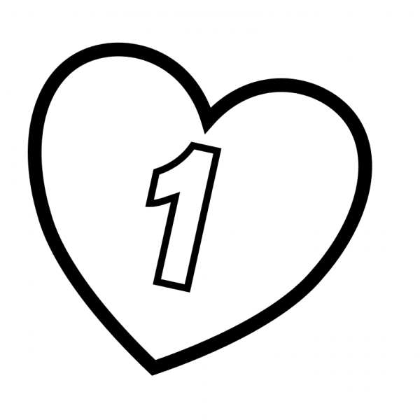 Number 1 in Heart coloring page image
