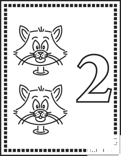 Number 2 Or Two Cats coloring page image