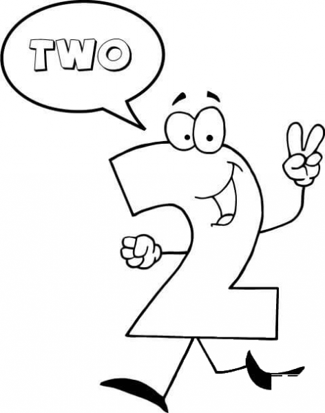 Number 2 Says TWO coloring page image