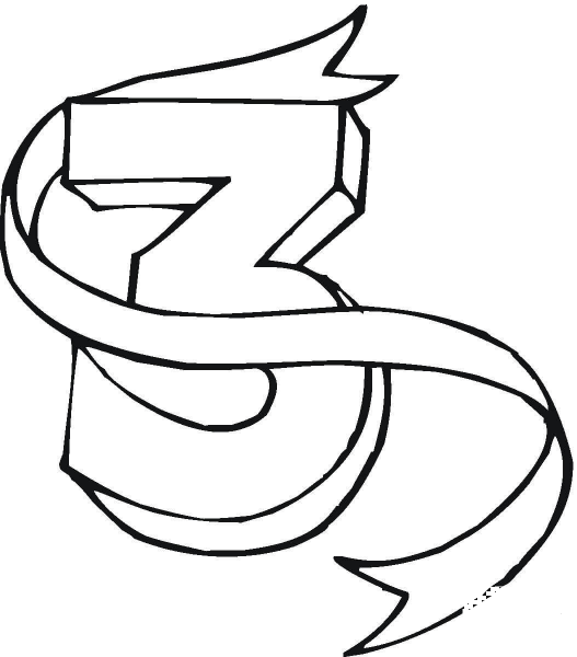 Number 3 coloring page image