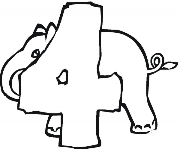 Number 4 coloring page image