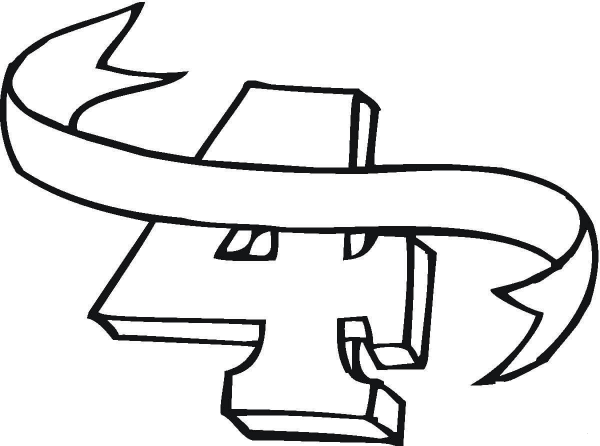 Number 4 coloring page image