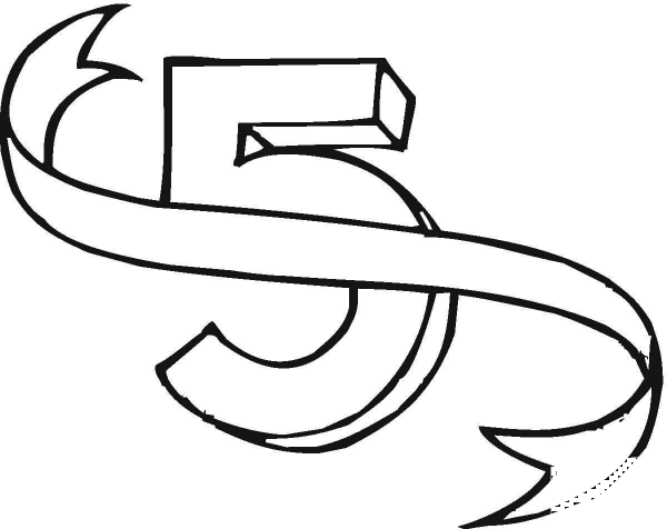 Number 5 coloring page image