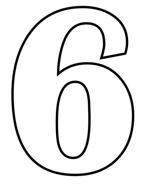 Number 6 coloring page image