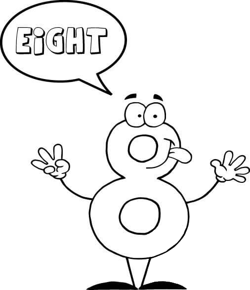 Number 8 Says EIGHT coloring page image