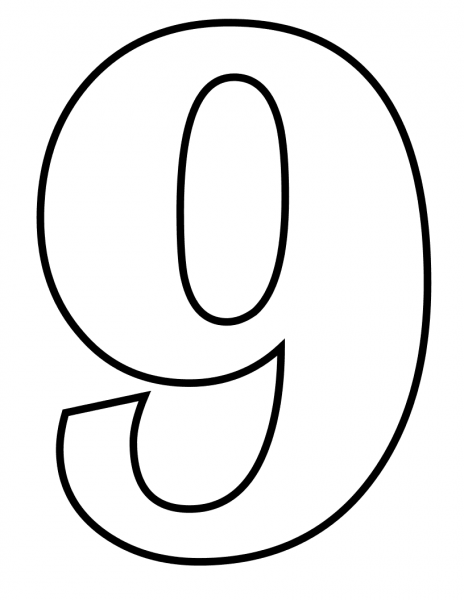 Number 9 coloring page image