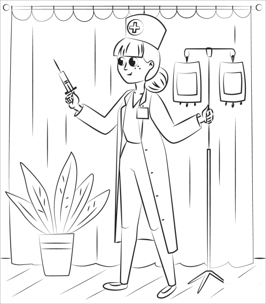 Nurse coloring page image