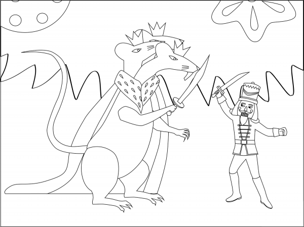Nutcracker and Rat King coloring page image