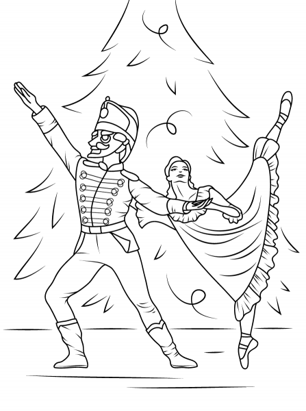 Nutcracker Ballet coloring page image