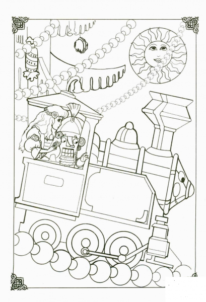 Nutcracker In His Little Train  coloring page image
