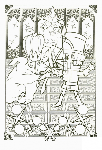 Nutcracker is fighting against The Mouse King coloring page image