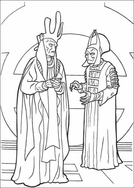 Nute Gunray and Rune Haako coloring page image