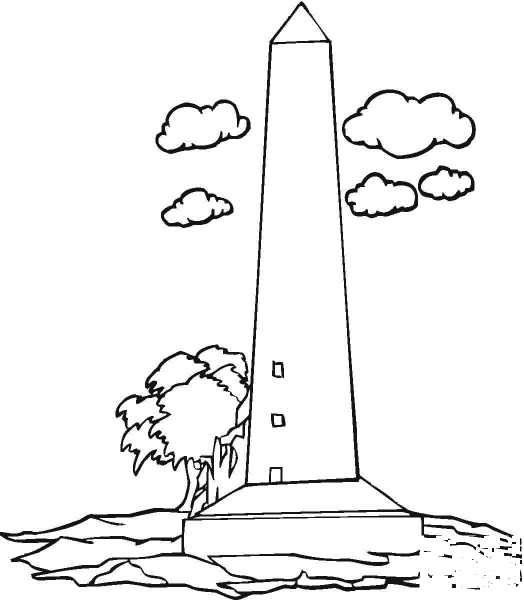 Obelisk And The Tree  coloring page image
