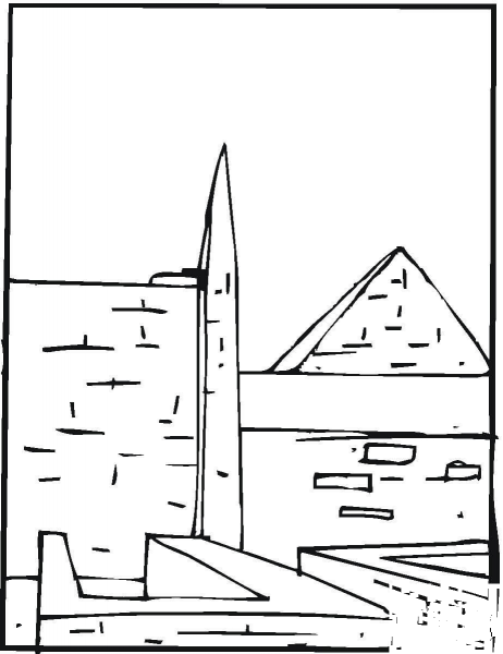 Obelisk In The Pyramids  coloring page image