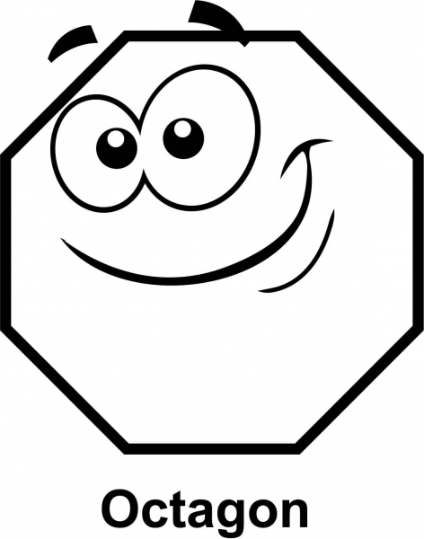 Octagon with Cartoon Face coloring page image