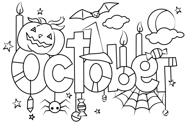 October coloring page image