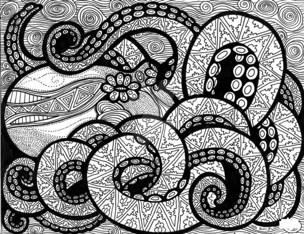 Octopus Zentangle coloring page image