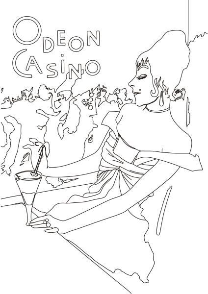 Odeon Casino Poster by Toulouse Lautrec coloring page image