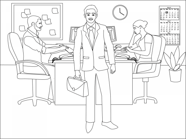 Office Worker coloring page image