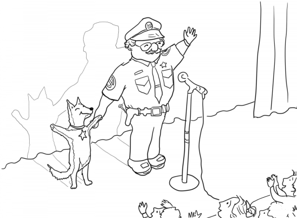 Officer Buckle and Gloria Taking a Bow coloring page image