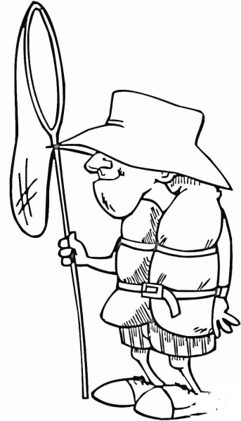 Old Fisher coloring page image