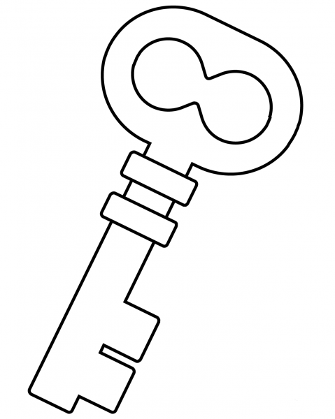 Old Key Emoji coloring page image