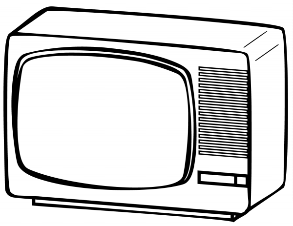 Old School TV Set coloring page image