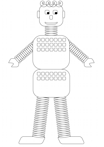 Old Style Robot coloring page image