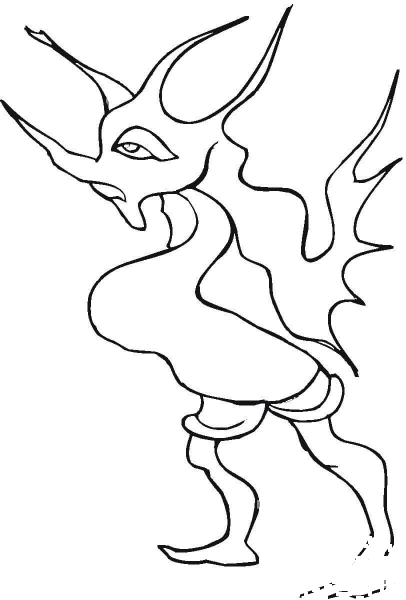Old Weak Demon  coloring page image