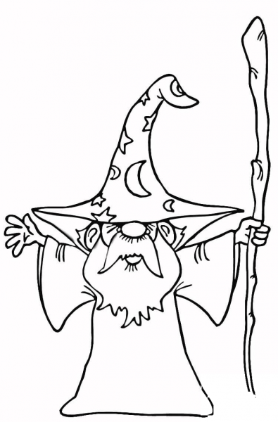 Old wizard  coloring page image