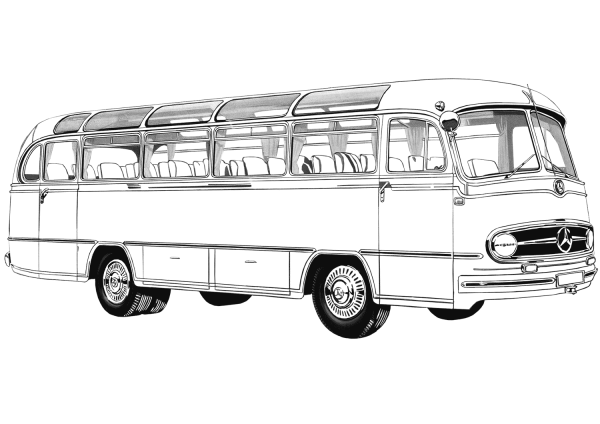 Oldtimer Mercedes-Benz Bus coloring page image