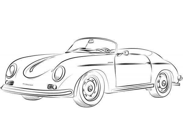 Oldtimer Porsche 356 Cabrio coloring page image