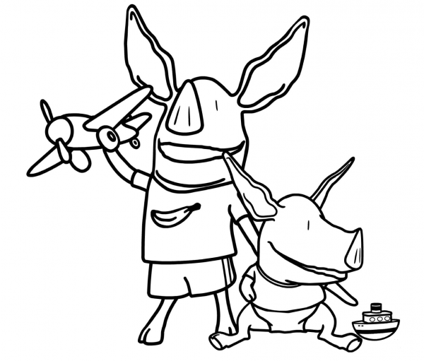 Olivia’s Brothers William and Ian coloring page image
