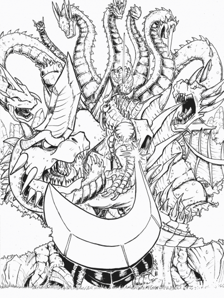 Olragon vs. Orochi coloring page image
